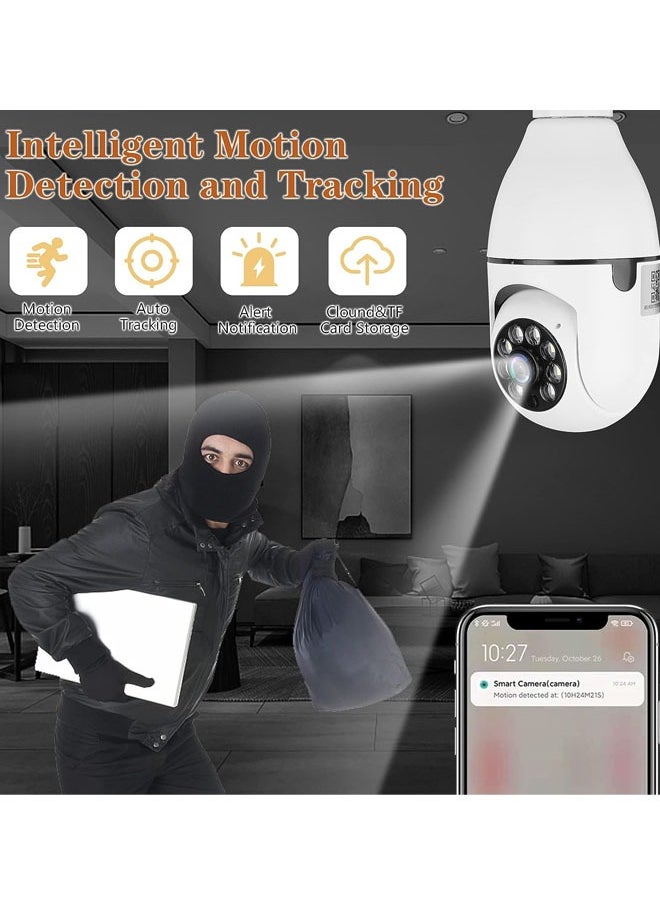 HQ - 2Pcs Light Bulb Security Camera 2.4GHz & 5G WiFi Outdoor 1080P E27 Light Socket Security Camera Indoor Home Security Cameras Smart Motion Detection for Home Security Motion Detection Two-Way Audio - Image 1
