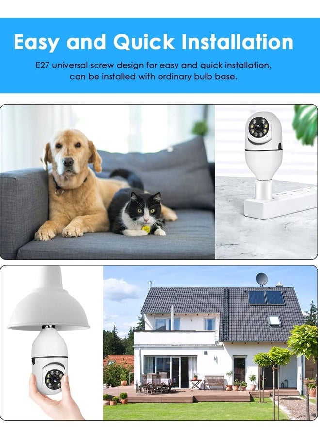 HQ - 2Pcs Light Bulb Security Camera 2.4GHz & 5G WiFi Outdoor 1080P E27 Light Socket Security Camera Indoor Home Security Cameras Smart Motion Detection for Home Security Motion Detection Two-Way Audio - Image 1