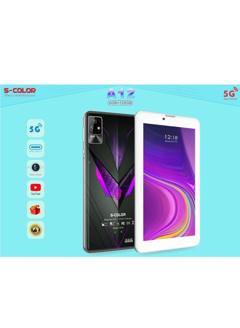 S-Color A12 Android Smart Tablet 7-Inch Dual SIM Multicolor 6GB RAM 128GB ROM 5G - Image 3