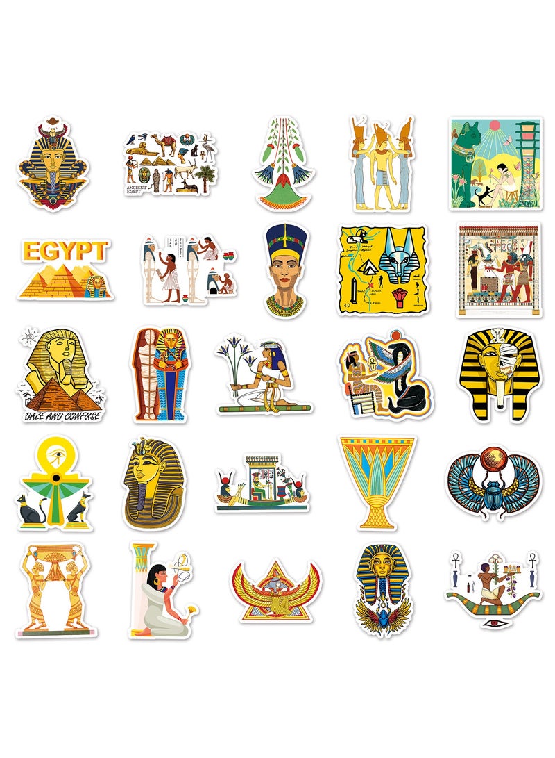 50 Pcs Ancient Egypt Stickers Waterproof Aesthetic Lost Civilizations Pyramid Sphinx Pharaoh Stickers for Water Bottles Laptop Luggage Car Skateboard Waterproof Vinyl Sticker for Kids Boys Girls - Image 2