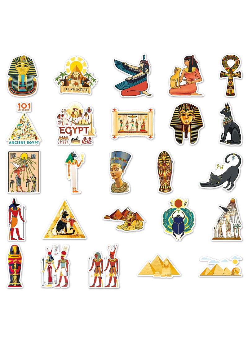 50 Pcs Ancient Egypt Stickers Waterproof Aesthetic Lost Civilizations Pyramid Sphinx Pharaoh Stickers for Water Bottles Laptop Luggage Car Skateboard Waterproof Vinyl Sticker for Kids Boys Girls - Image 3