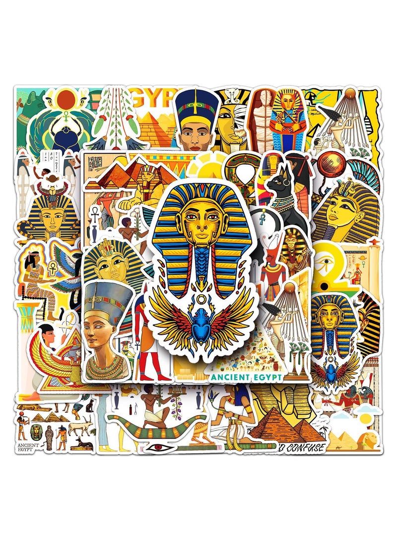 50 Pcs Ancient Egypt Stickers Waterproof Aesthetic Lost Civilizations Pyramid Sphinx Pharaoh Stickers for Water Bottles Laptop Luggage Car Skateboard Waterproof Vinyl Sticker for Kids Boys Girls - Image 4