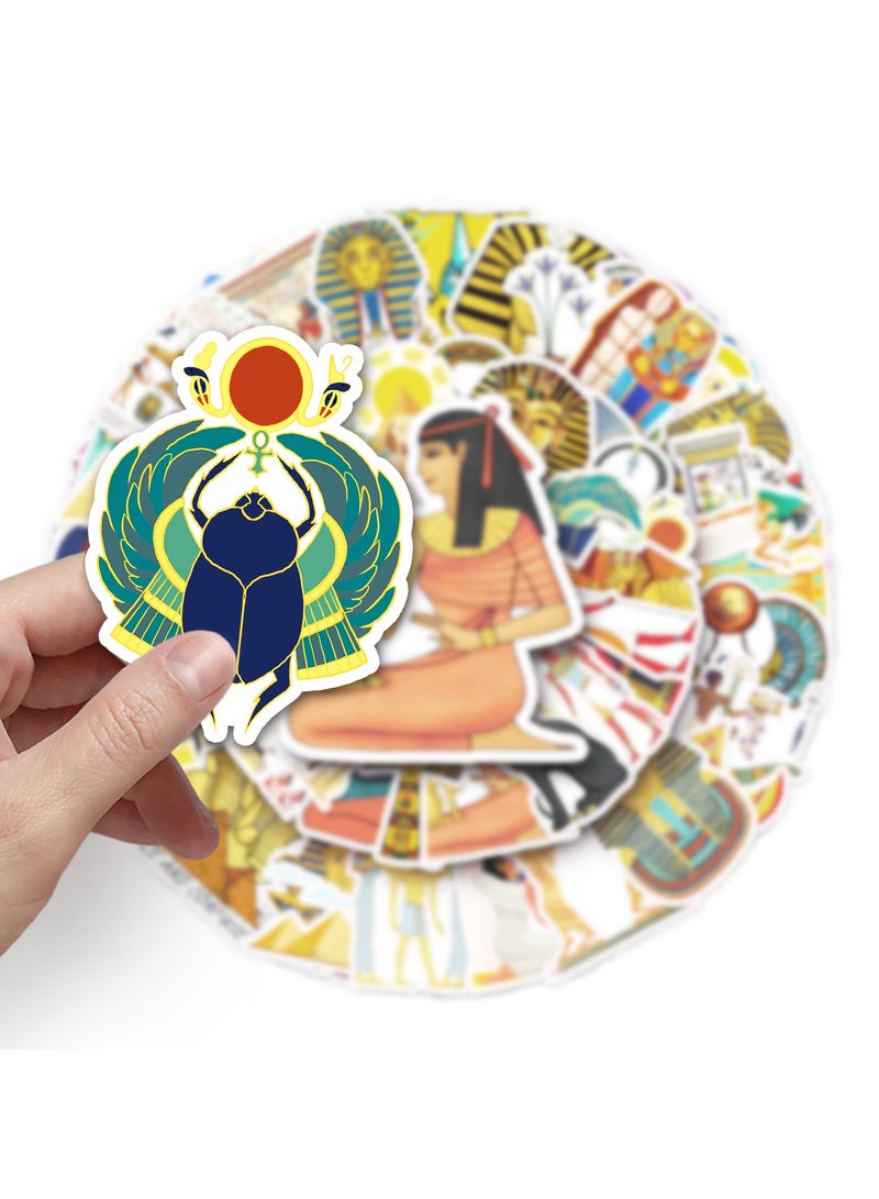 50 Pcs Ancient Egypt Stickers Waterproof Aesthetic Lost Civilizations Pyramid Sphinx Pharaoh Stickers for Water Bottles Laptop Luggage Car Skateboard Waterproof Vinyl Sticker for Kids Boys Girls - Image 5