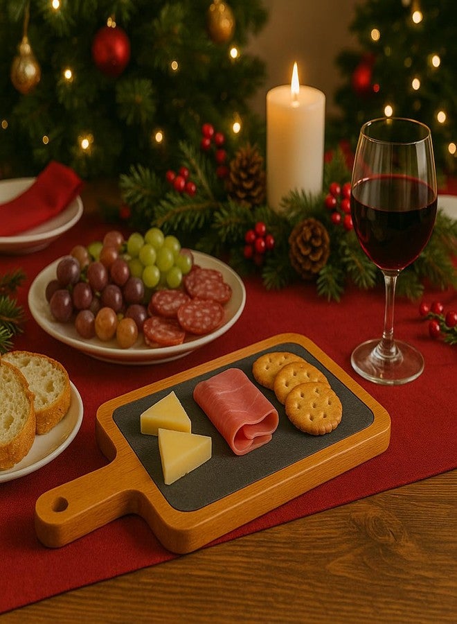 Creative Home Slate and Pine Wood Serving Board with Handle 14.4" x 6.5" | Paddle Cheese Board for Rustic Charcuterie, Tapas, Dessert, Sushi Tray | Unique Kitchen Gift for Hosts - Image 4