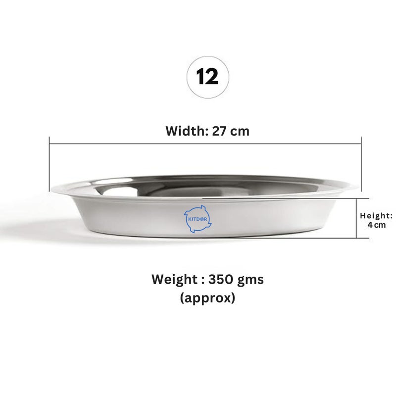 Kitdor Stainless Steel Atta Parat for Dough Kneading (Extra Small) | Multipurpose Mixing Parat for Serving, Mixing & Storing | Dough Bowl for Kitchen and Organizing Veggies (Size-12, Diameter- 27 cm) - Image 2