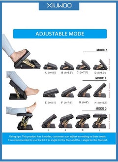 XiuWoo Portable Ergonomic Removable Soft Adjustable Footrest with Removable Soft Foot Rest Pad and Massaging Beads  - Image 2