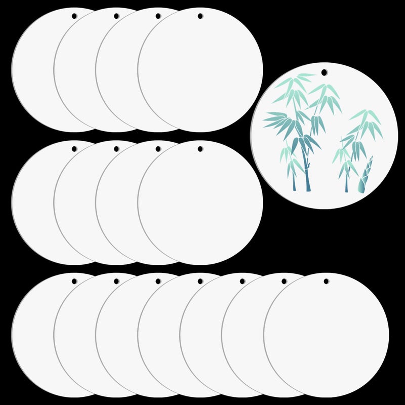 White Acrylic Circles Blanks 20 Pcs 4 Inch Round Acrylic Ornament Blanks Clear Discs with Holes for DIY Crafts Making Painting and Ornaments Projects