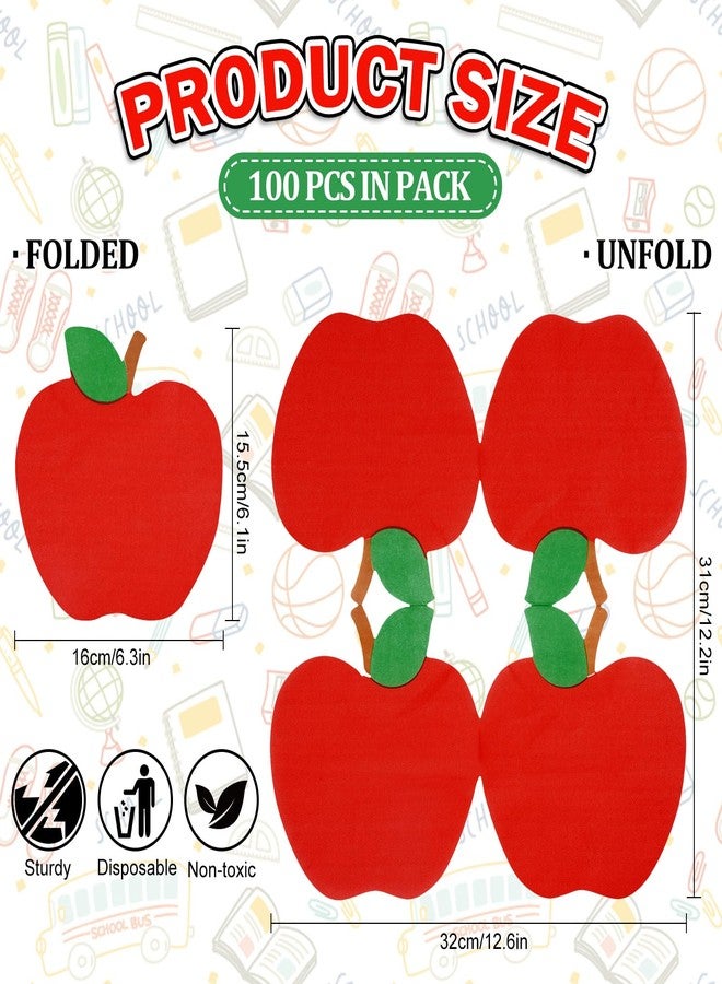 Whaline 100 Pack Back to School Napkins Red Apples Disposable Paper Napkins School Season Apples Dinner Napkins for First Day of School Party Celebration Supplies Table Decorations - Image 2
