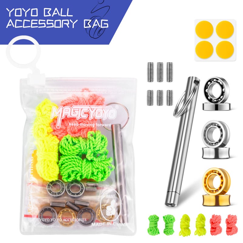 MAGICYOYO Complete Yoyo Bearing Pack, 10 Ball Golden Unresponsive Yoyo Bearing + Size C 10 Ball Yoyo Bearing + Narrow C Responsive Yoyo Bearing + Bearing Removal Tool + 6 Yoyo Strings + 6 Yoyo Axles - Image 4