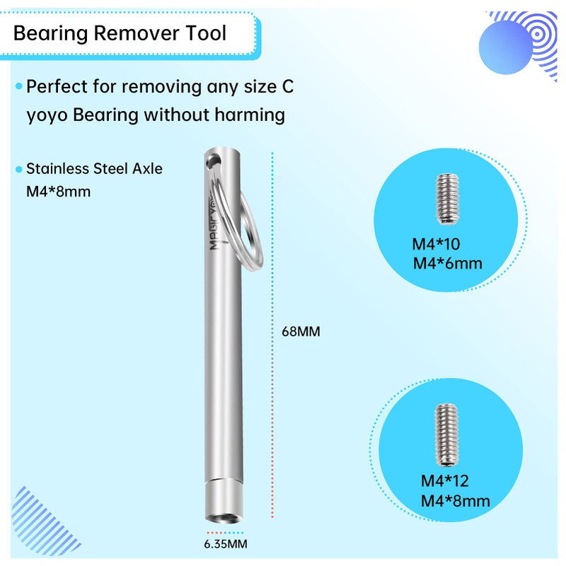 MAGICYOYO Complete Yoyo Bearing Pack, 10 Ball Golden Unresponsive Yoyo Bearing + Size C 10 Ball Yoyo Bearing + Narrow C Responsive Yoyo Bearing + Bearing Removal Tool + 6 Yoyo Strings + 6 Yoyo Axles - Image 3