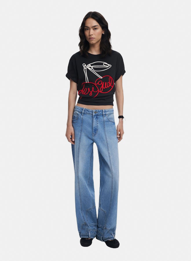 DESIGUAL Cherry embossed T-shirt - Image 1