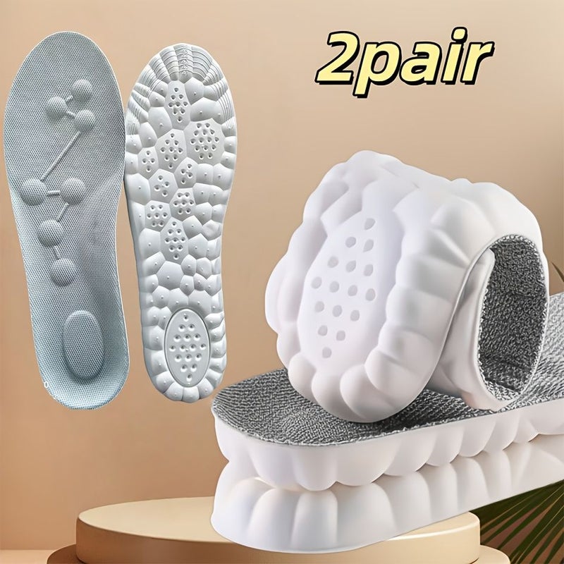 4 Pcs Or 2 Pairs Unisex Gray Shoe Insoles EU45-46 Group Highly Elastic Soft Breathable Shock Absorbing - Image 4
