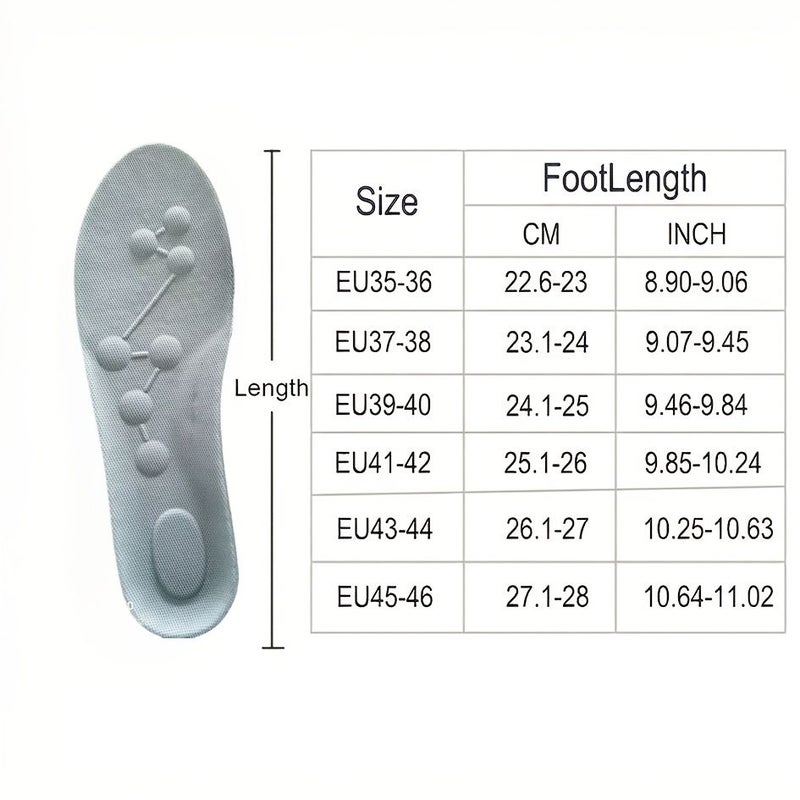4 Pcs Or 2 Pairs Unisex Gray Shoe Insoles EU45-46 Group Highly Elastic Soft Breathable Shock Absorbing - Image 2