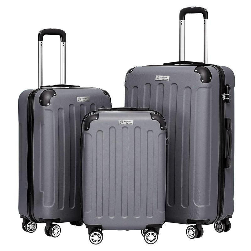 ANTHONY JACKSON 3 Piece ABS Luggage Set â€“ Lightweight Suitcases with Spinner Wheels â€“ 3 Different Sizes â€“ TSA Lock â€“ Hard Shell Travel Luggage for Men & Women - Image 1
