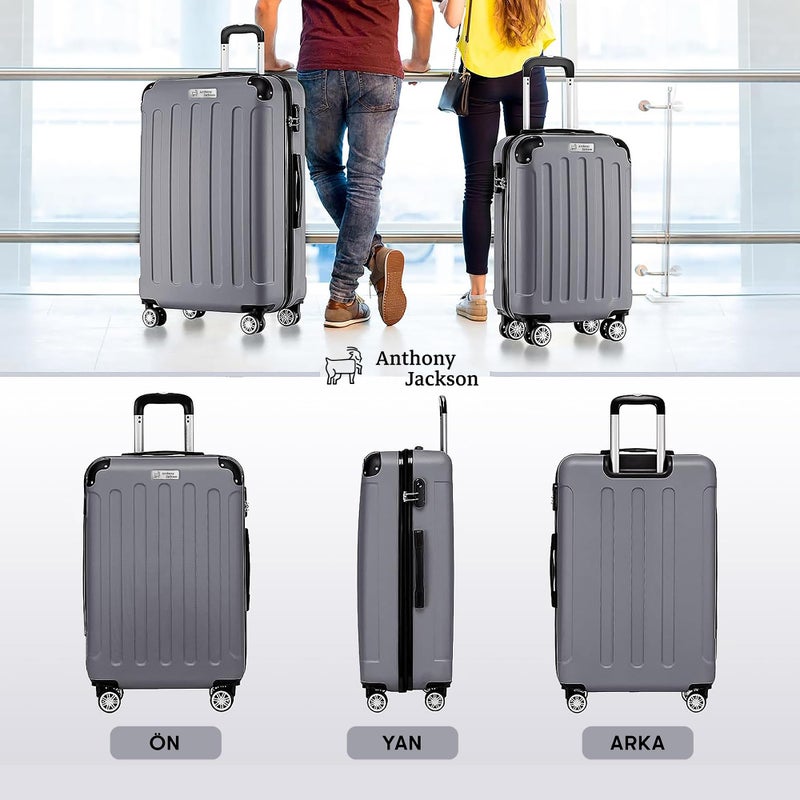 ANTHONY JACKSON 3 Piece ABS Luggage Set â€“ Lightweight Suitcases with Spinner Wheels â€“ 3 Different Sizes â€“ TSA Lock â€“ Hard Shell Travel Luggage for Men & Women - Image 2