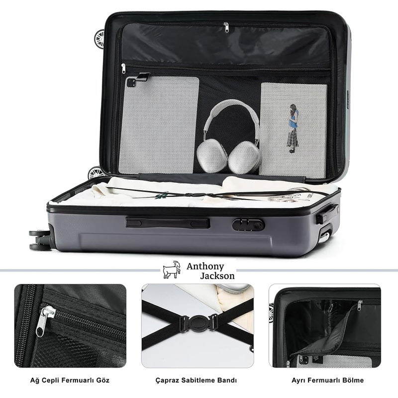ANTHONY JACKSON 3 Piece ABS Luggage Set â€“ Lightweight Suitcases with Spinner Wheels â€“ 3 Different Sizes â€“ TSA Lock â€“ Hard Shell Travel Luggage for Men & Women - Image 5