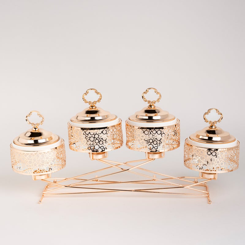 لا ميسا طبق تقديم دائري مع سخّان 4 قطع - Image 2