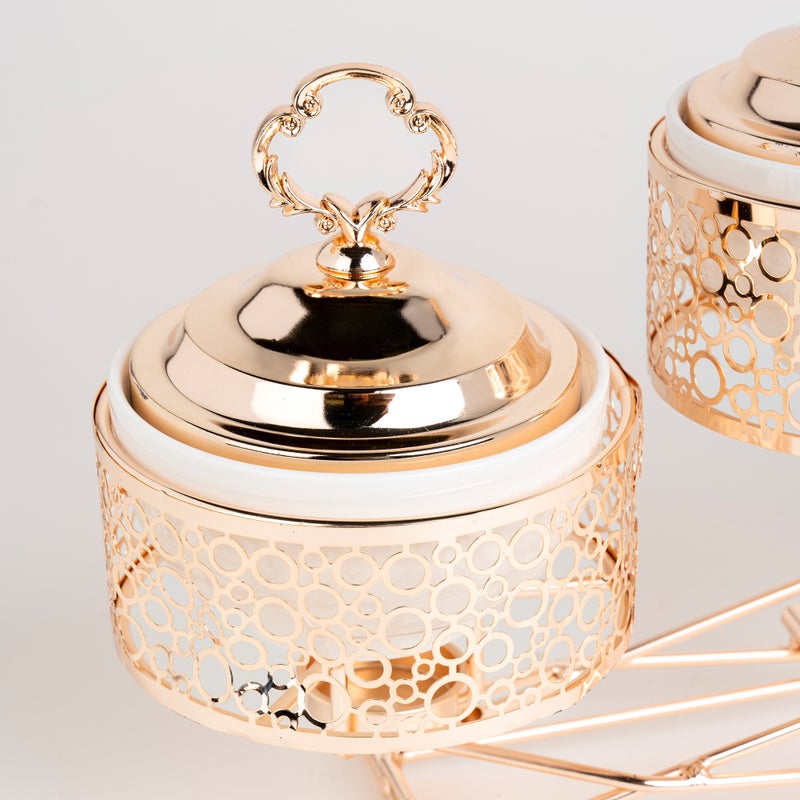 لا ميسا طبق تقديم دائري مع سخّان 4 قطع - Image 5