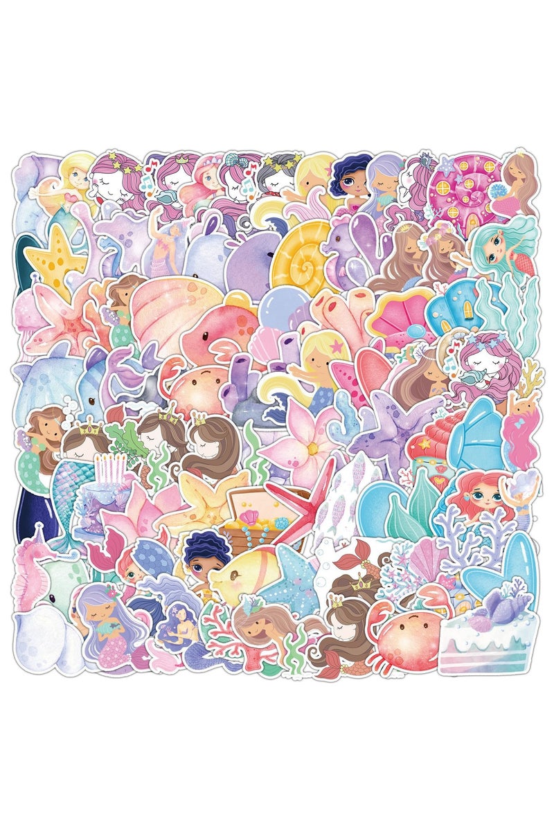 ORAINBOW 100PCS Cute Mermaid Stickers for Kids Girls Vinyl Cartoon Mermaid Stickers for Water Bottles Waterproof Kawaii Mermaid Stickers Decals for Laptop Scrapbooking Journaling Hydroflask - Image 1