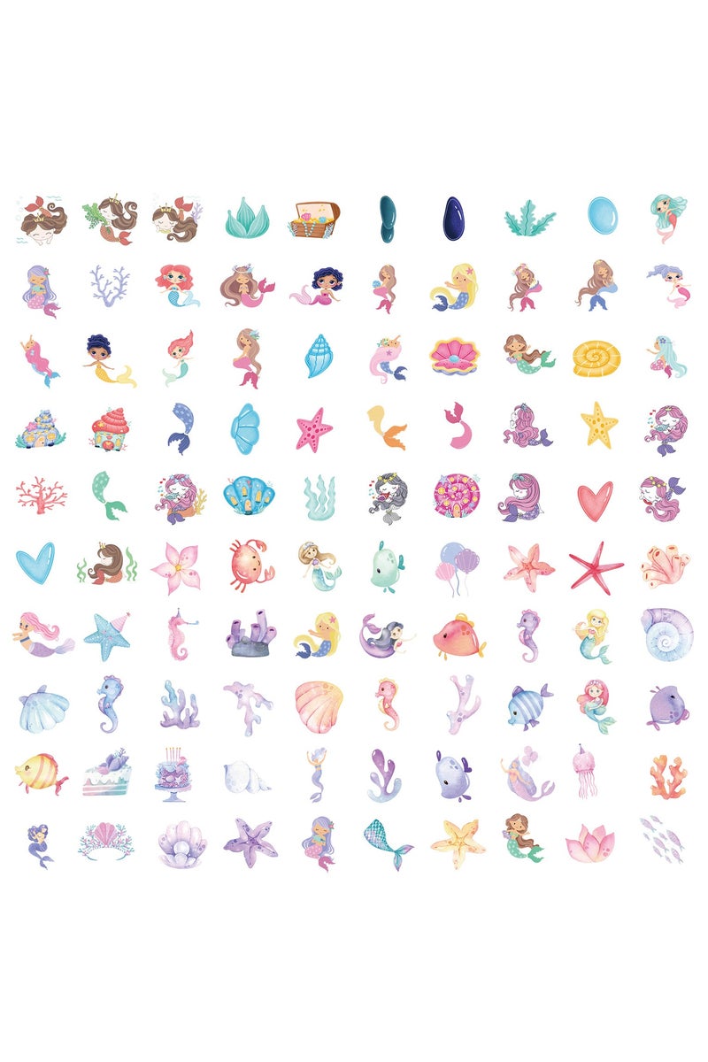 ORAINBOW 100PCS Cute Mermaid Stickers for Kids Girls Vinyl Cartoon Mermaid Stickers for Water Bottles Waterproof Kawaii Mermaid Stickers Decals for Laptop Scrapbooking Journaling Hydroflask - Image 2