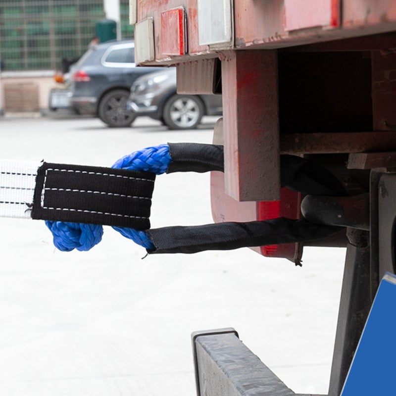 Soft Shackle 17 Tons Breaking Strength Heavy Duty Polymeric Polyethylene Road Recovery Rope for Offroad Blue - Image 1