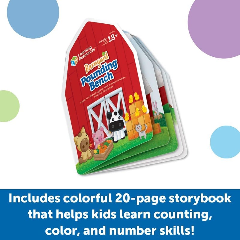 Learning Resources Barnyard Pounding Bench, Farm Animals for Kids,Fine Motor Skills for Ages 18 Months+, Montessori l Toys, Hammer Toy - Image 4