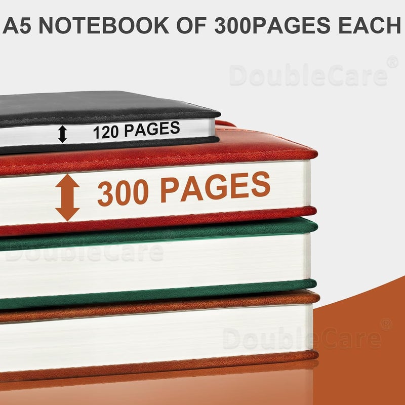 دفتر ملاحظات A5 مع فاصل، مفكرة جلدية صلبة من 300 صفحة مع جيوب، دفتر ملاحظات سميك 100 جرام، دفتر ملاحظات مسطر مع قلم وصندوق هدايا للمدرسة، المكتب، السفر التجاري، للرجال والنساء - Image 4