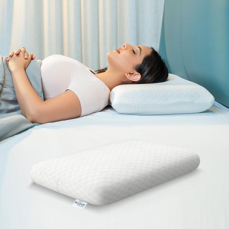 WELLGIVER WELLGIVER Orthopedic Memory Foam Deep Sleep Pillow 2 Years Warranty Design for Neck Shoulder Pain Relief 20 x 13 x 4 Inch Standard Removable Zipper Cover Pack 1 - Image 1