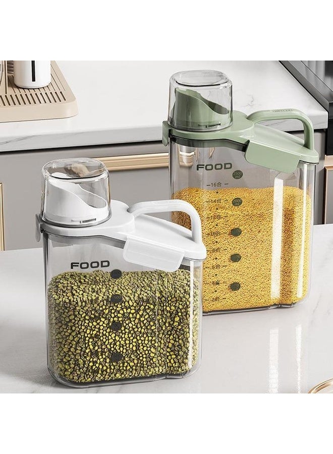 HuHa 2000ml  Plastic Sealed Grains Container Dry Food Storage Bin with Measuring Cup Pouring Spout(Green) - Image 2