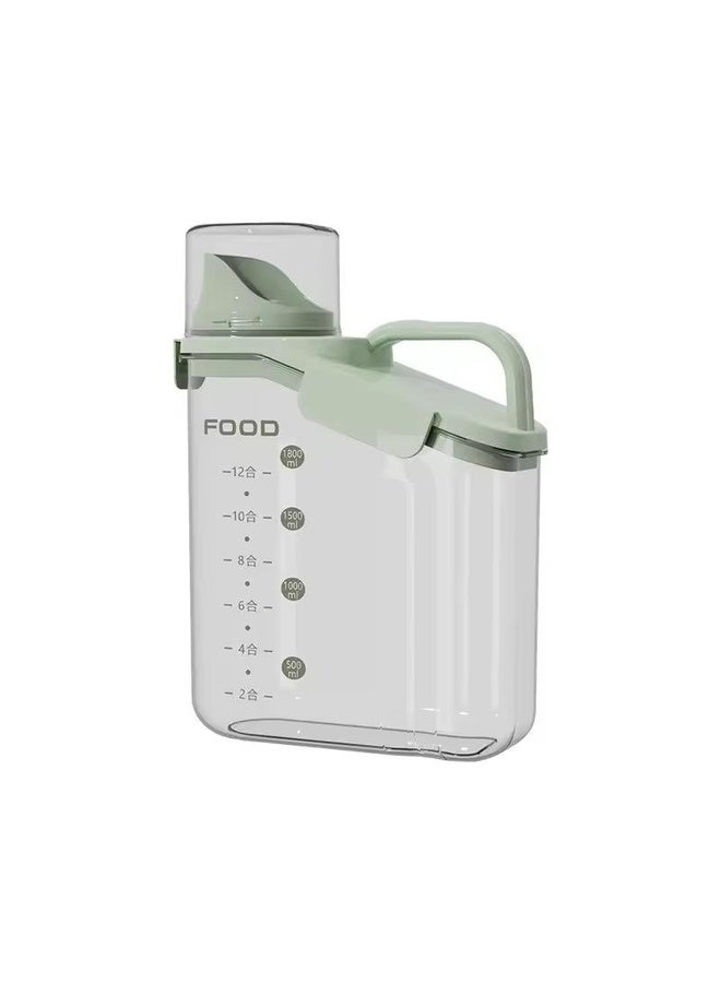 HuHa 2000ml  Plastic Sealed Grains Container Dry Food Storage Bin with Measuring Cup Pouring Spout(Green) - Image 1