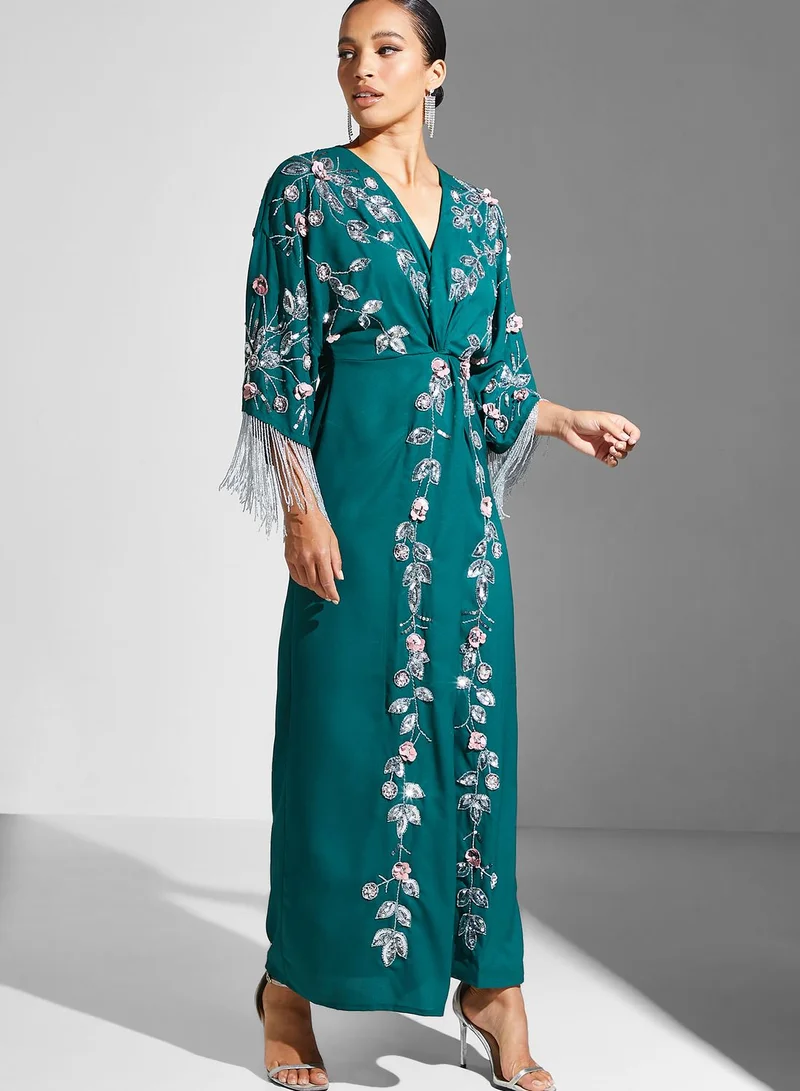 Frock and Frill Floral Fringe Detail Dress