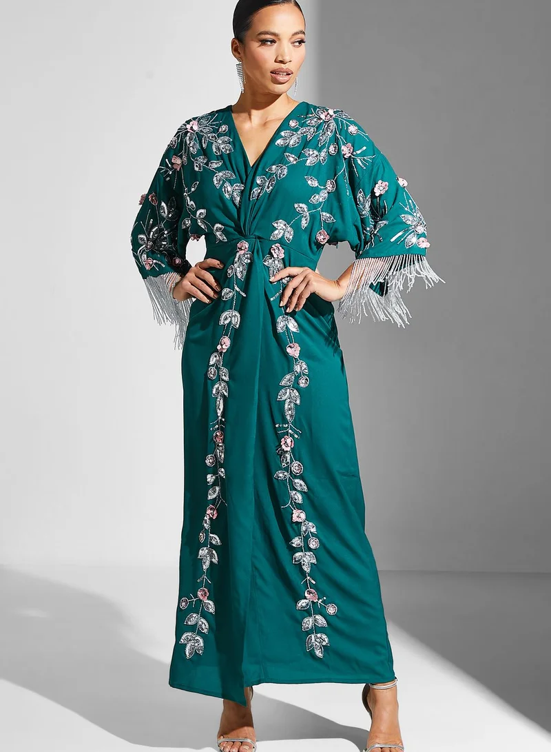 Frock and Frill Floral Fringe Detail Dress