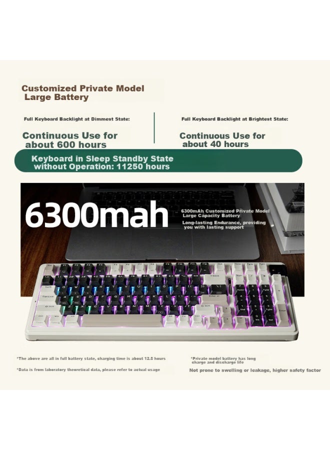 Kzzi K98 Tri-mode Mechanical Keyboard, Wireless 2.4g Bluetooth Wired, 98 Keys Hot-swappable Switches, Rgb, For Home Office And E-sports Gaming, Customizable Keyboard, Mist Peach Gradient, Latte Switches - Image 4