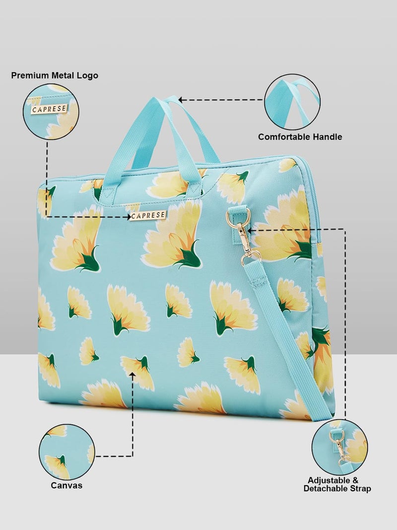 Caprese Barbara Laptop Bag Large (E) Soft Blue|Stylish Laptop Handbag for Women, 16-Inch Laptop Compatible Spacious Office Bag with Smart Sleeve, Adjustable & Detachable Strap - Image 5