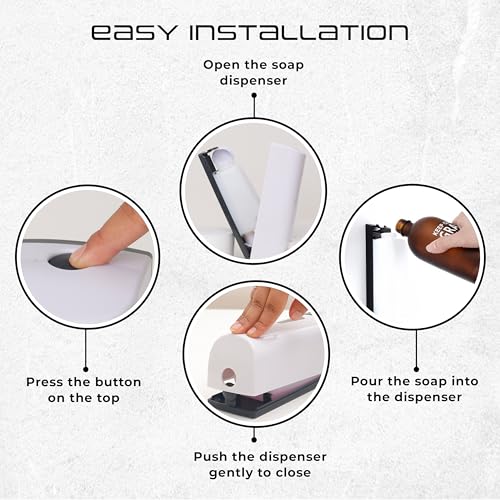 Robustt Manual Wall Mounted Liquid Soap Dispenser - White (300 ml, Pack of 2) - with Adhesive Hooks| Leak-Proof, Transparent Window, Easy Installation - Ideal for Bathroom, Kitchen, Hotels, Offices - Image 3