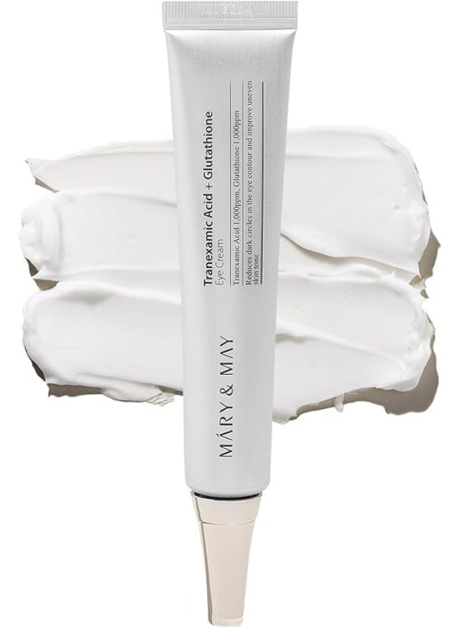 Tranexamic Acid + Glutathione Eye Cream - Powerful Antioxidant, Reduces Dark Circles in the Eye, Improve Uneven Skin Tone with Vitamin C - Suitable for Morning and Night Use, 30ml