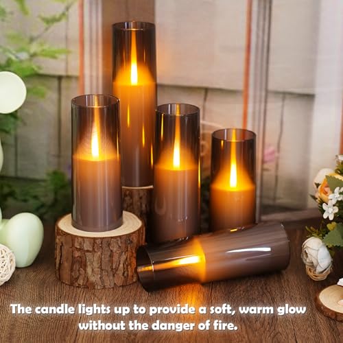 kakoya Flameless LED Candles Upgraded Realistic Flickering Flame7Pcs Battery Operated Candles with Remote TimersLED Pillar Candles for Home DecorChristmasand PartiesGrey - Image 3