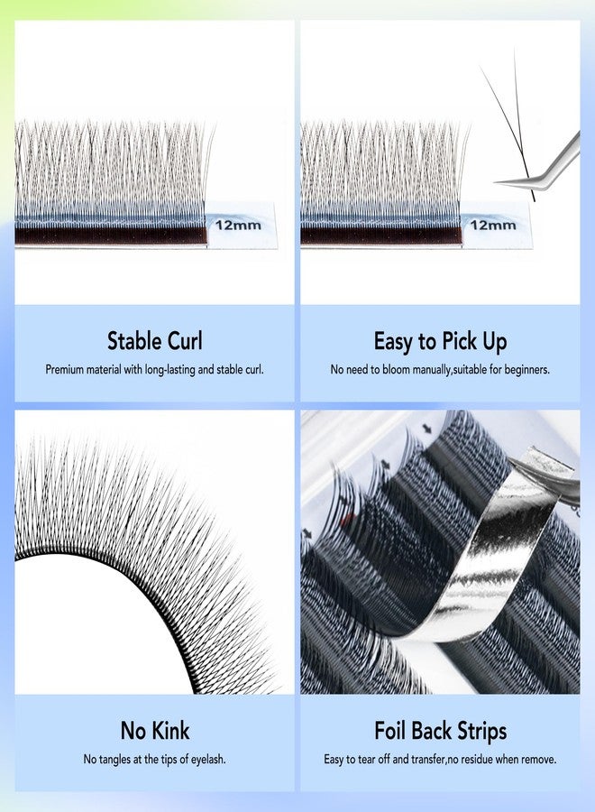 Natuhana 2D Y Shape Lash Extensions Easy Fan Russian Volume Y Eyelash C/D/L/LU Curl 0.07mm Natural Y Shaped 12 Rows Premade Eye Lashes Supply(Black,0.07D,9-15mm) - Image 4