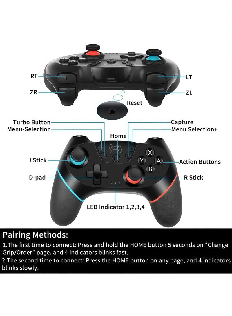 Lurette Upgraded Wireless Controller for Switch/Lite/OLED/Switch 2 Pro Controller for Switch Remote Joystick Gamepad Supports Wake up, Gyro Axis, Turbo, Dual Vibration and Screenshot Function - Image 2