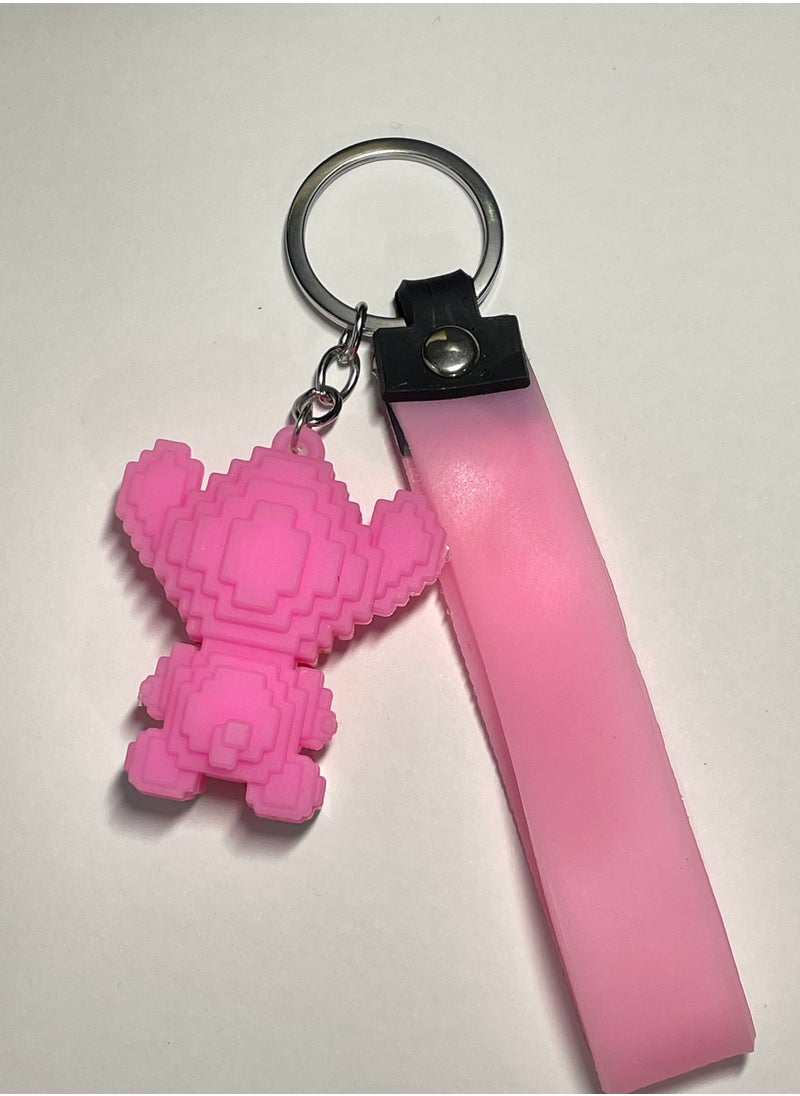 Distinctive cartoon keychain distinctive accessory keychain of Disney Characters Stitch and Lilo with ribbon that fits with car keys wallet and bag beautiful creative gift