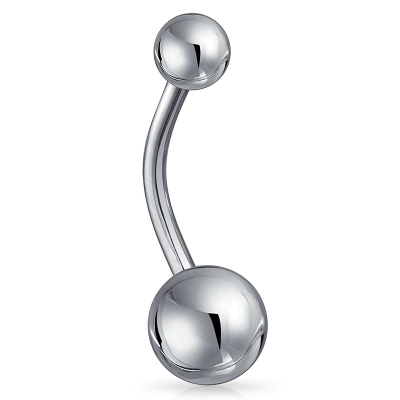 FIFTH CUE 316L Surgical Steel Belly Button Ring 14GA 3/8 Inch with 4mm x 6mm Balls, Basic Navel Belly Piercing Jewelry, Surgical Steel Belly Button Rings, Available in 9 Sizes