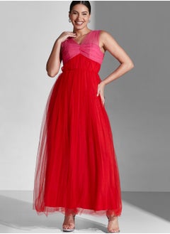 Namshi x Lama Coloblock Detail Mesh Dress  - Image 1