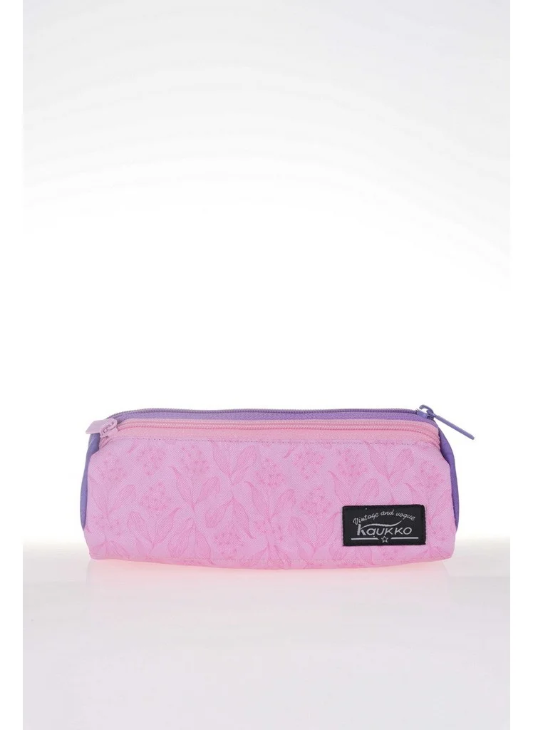 كاوكو Wıchlight 3 Compartment Pencil Bag Pink Flowers (K2318)