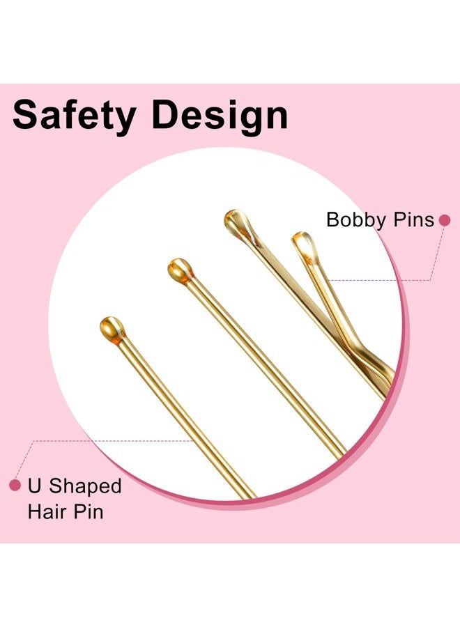 TsMADDTs 200PCS Hair Pins for Women, Blonde U Shaped & Bobby Pins, 2.4 Inch & 2 Inch, 1 Count (Pack of 1), Classic Style, Royalty Theme - Image 4
