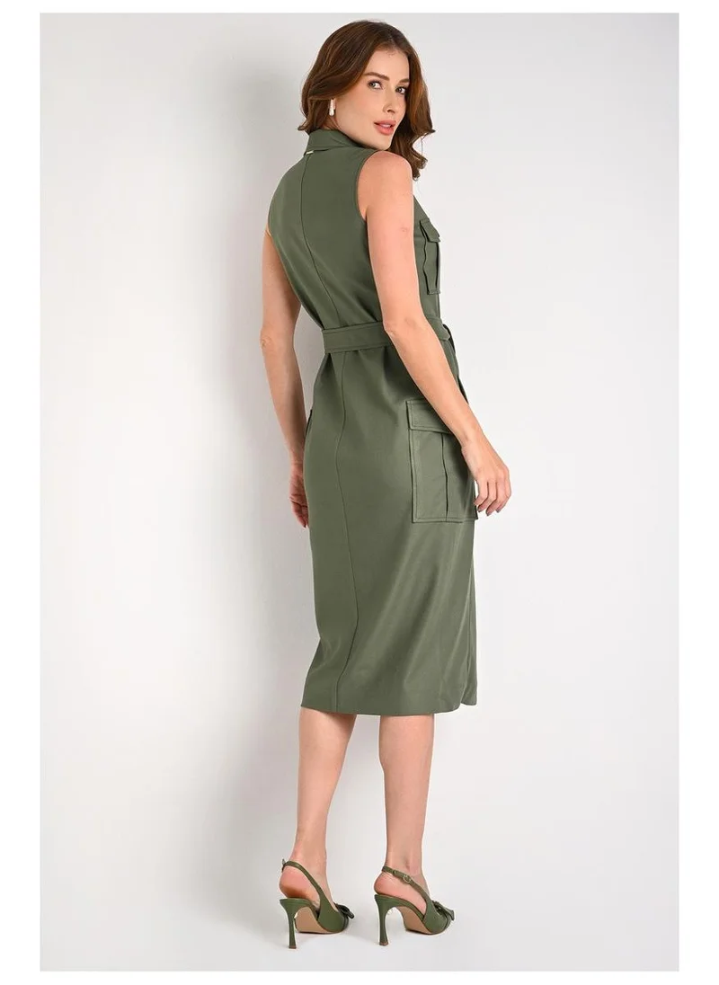 Carmen Steffens Military Cargo Pocket Shirt Dress