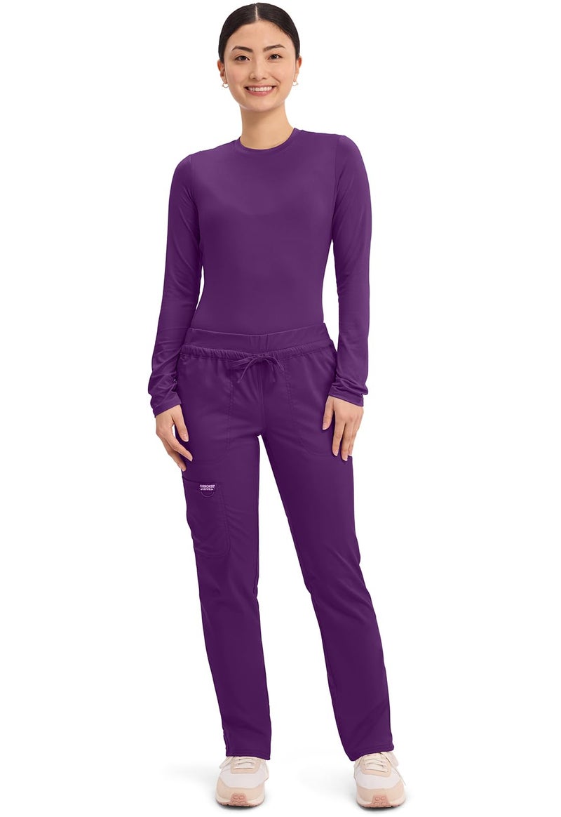 Cherokee Scrubs for Women Mid Rise Tapered Leg Drawstring Pant with 5 Pockets, Cargo Bottom with 2 Way Stretch Fabric - WW105, S, Eggplant - Image 5