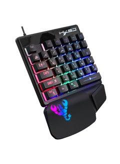 HXSJ V400 One-handed Game Keyboard Wired Keyboard Streaming Color RGB light Ergonomic Hand Rest Keyboard Black