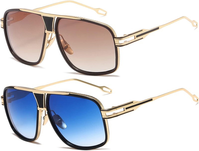 AEVOGUE Sunglasses For Men Goggle Alloy Big Frame Metal Punk Style Shield AE0336 - Image 1