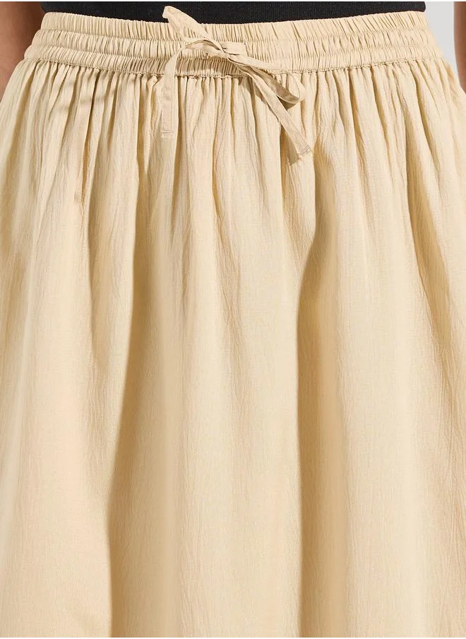 ستايلي Solid A-Line Midi Skirt with Drawstring