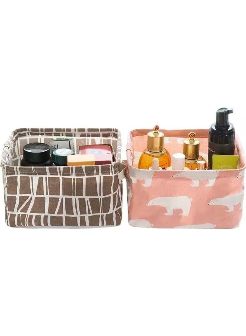 منظم مكتبي صغير الحجم وقابل للحمل من قطعتين مصنوع من القماش - سلة تخزين لألعاب الأطفال الصغيرة والدمى - صناديق تنظيم قابلة للطي للملابس الداخلية والجوارب داخل الأدراج - حلول ذكية لترتيب مكتبك - Image 1